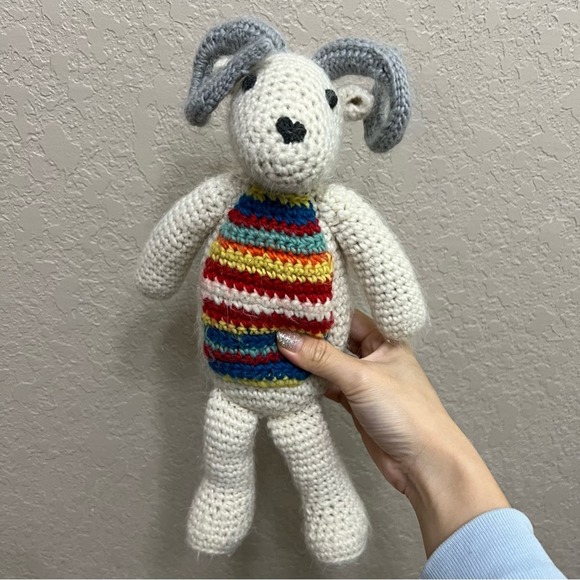 Pottery Barn Kids PBK Mountain Goat Ram Sheep Crochet Stuffed Toy HTF Rare - Picture 1 of 10